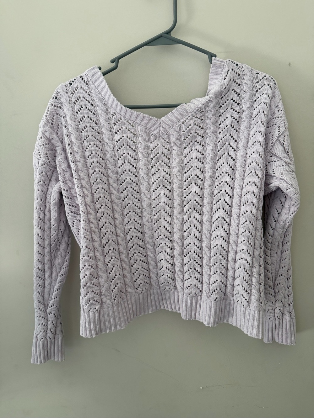 Jessica Simpson Lilac Open-Knit V-Neck Sweater